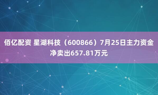 佰亿配资 星湖科技（600866）7月25日主力资金净卖出657.81万元