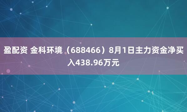 盈配资 金科环境（688466）8月1日主力资金净买入438.96万元