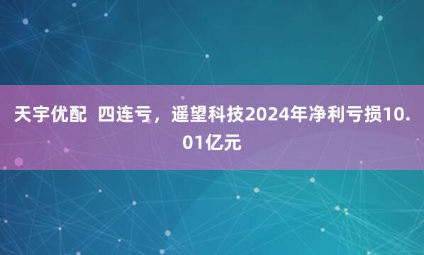 天宇优配  四连亏，遥望科技2024年净利亏损10.01亿元